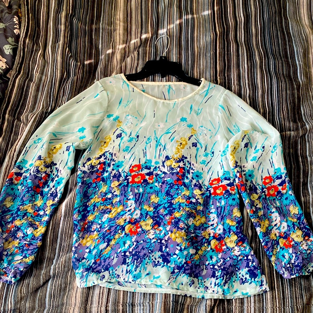 Women’s Multicolor Floral Print Sheer Top